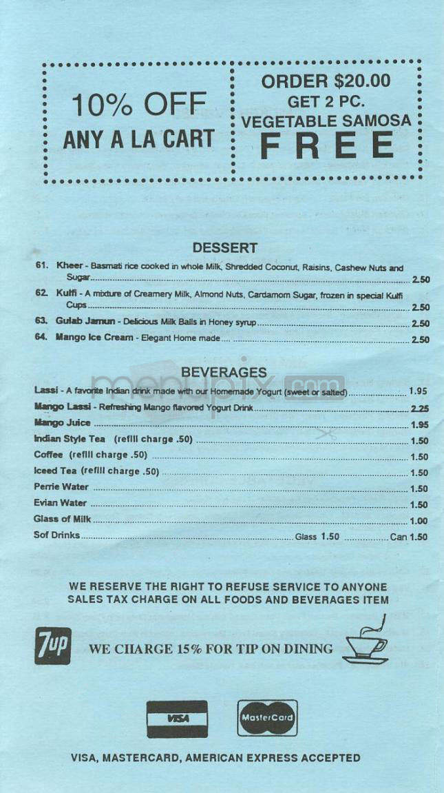 Taste Of India - Marina Del Rey, CA menu_pic