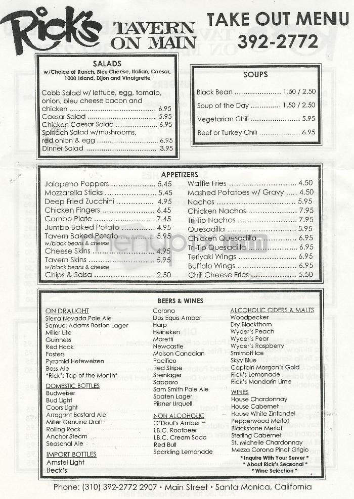 Tavern on Main - Midland, MI menu_pic
