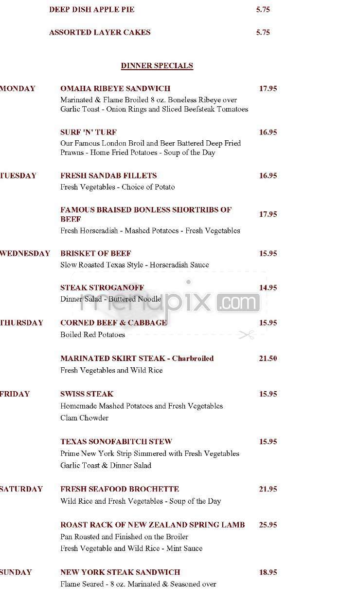 Taylor's Steakhouse - Los Angeles, CA menu_pic