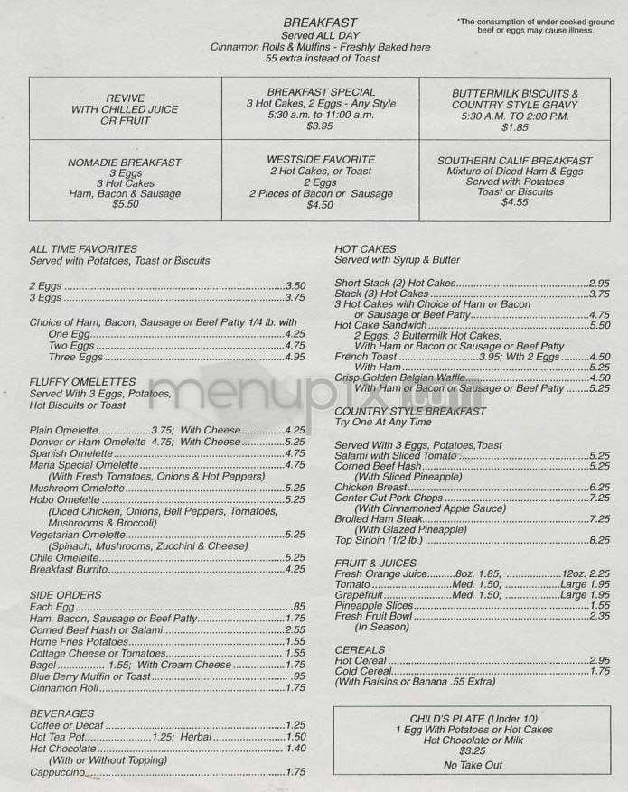 Teddy's Cafe - Los Angeles, CA menu_pic