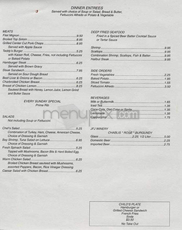 Teddy's Cafe - Los Angeles, CA menu_pic