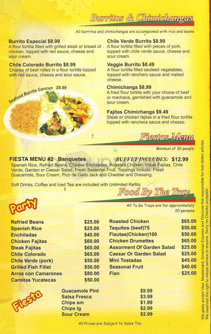 Tequilas Bar & Grill - Burbank, CA menu_pic