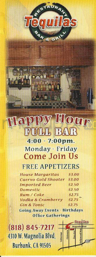 Tequilas Bar & Grill - Burbank, CA menu_pic