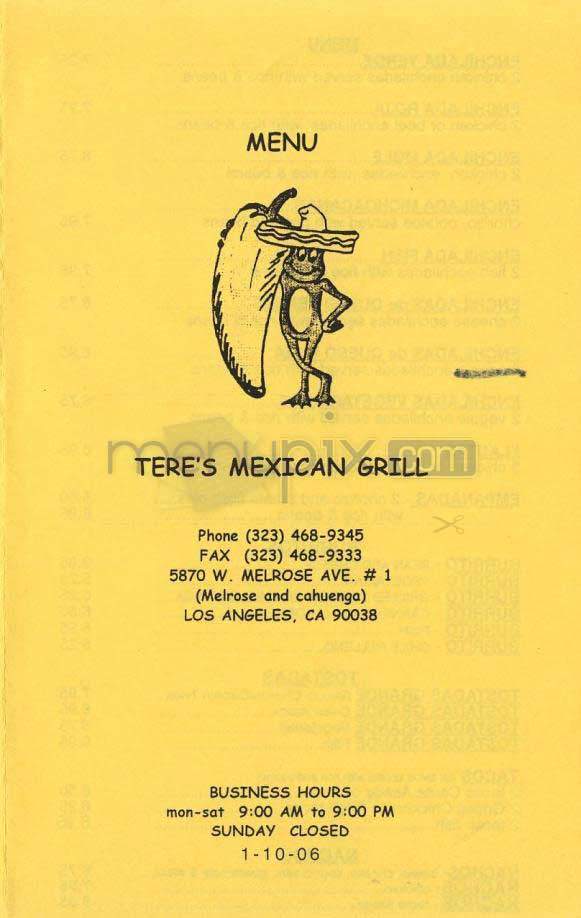 Tere's - Los Angeles, CA menu_pic