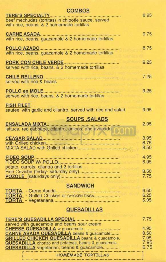 Tere's - Los Angeles, CA menu_pic