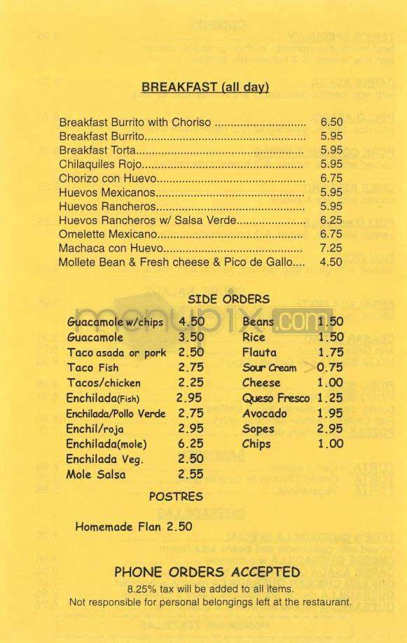 Tere's - Los Angeles, CA menu_pic