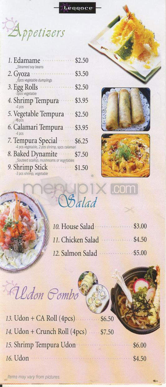 Terrace Restaurant - Pasadena, CA menu_pic