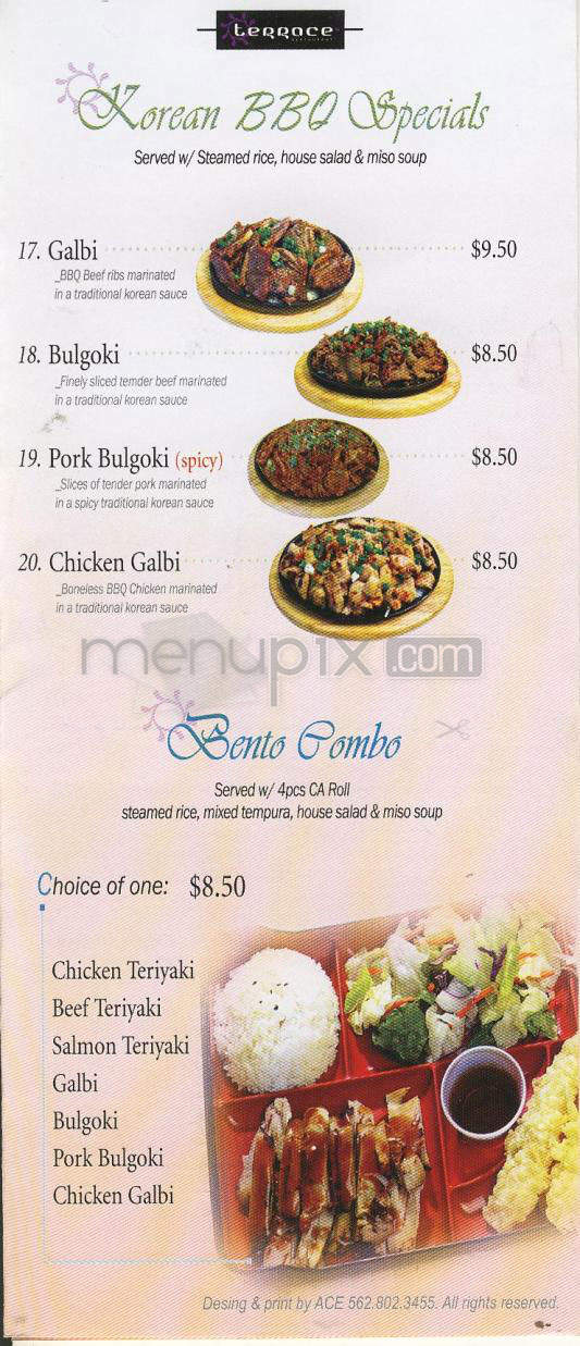 Terrace Restaurant - Pasadena, CA menu_pic