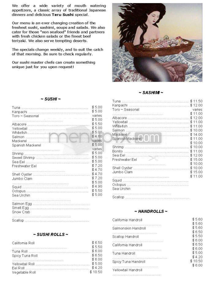 Teru Sushi - Studio City, CA menu_pic