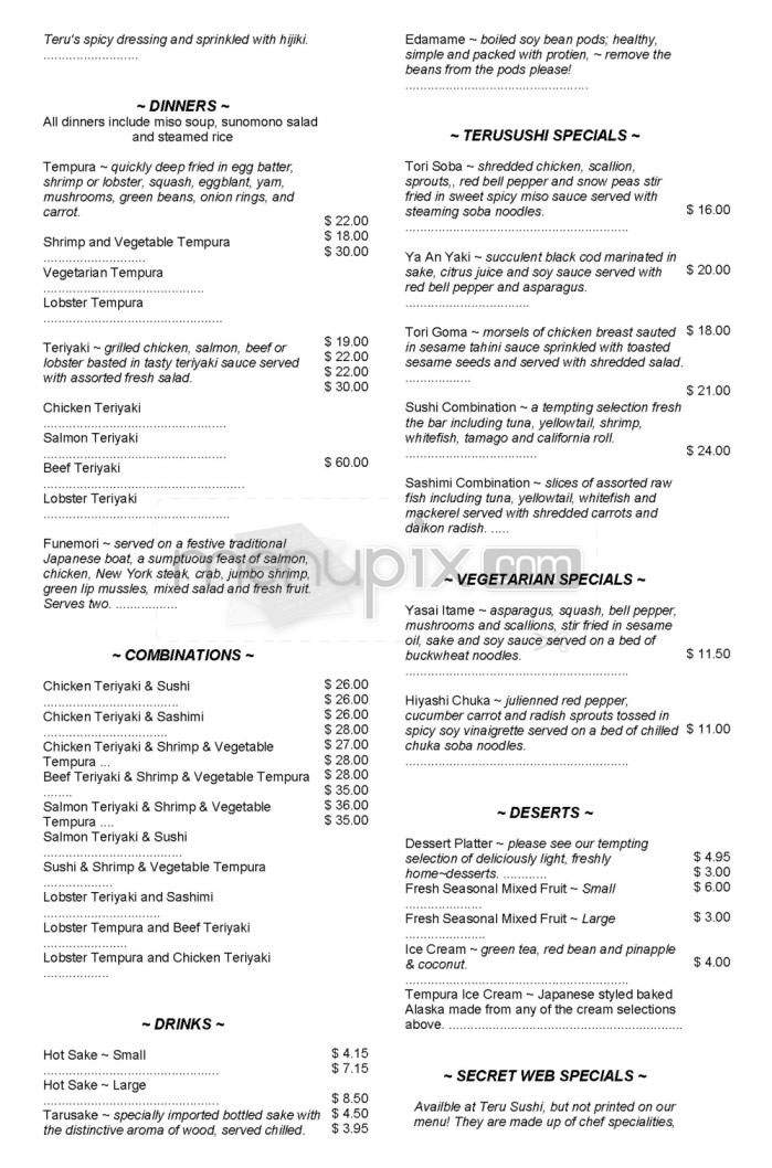 Teru Sushi - Studio City, CA menu_pic
