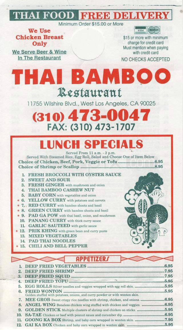 Thai Bamboo - Los Angeles, CA menu_pic