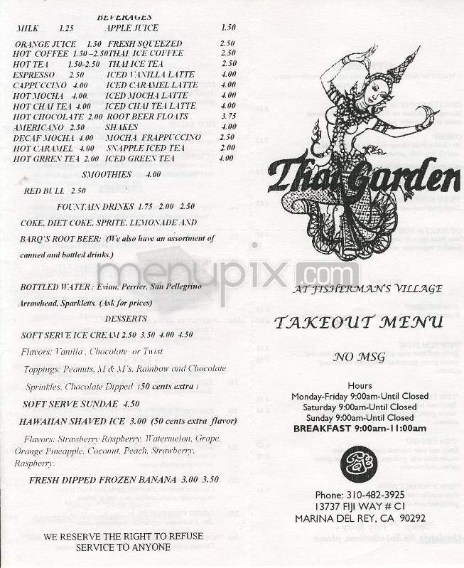 Thai Garden - Marina Del Rey, CA menu_pic