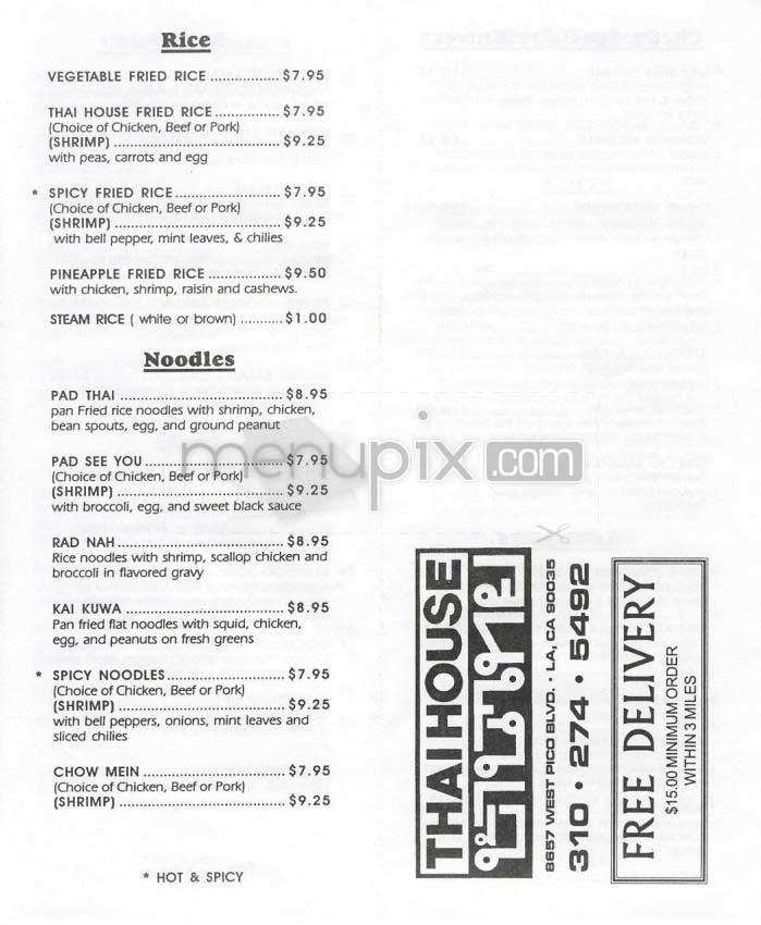 Thai House - Los Angeles, CA menu_pic