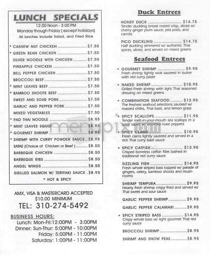 Thai House - Los Angeles, CA menu_pic