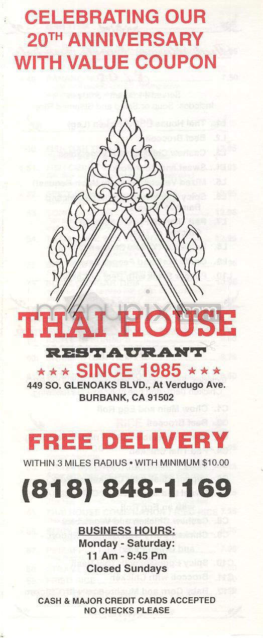 Thai House - Burbank, CA menu_pic