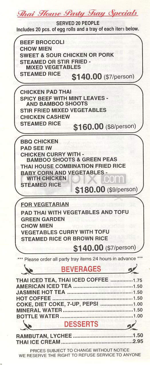 Thai House - Burbank, CA menu_pic
