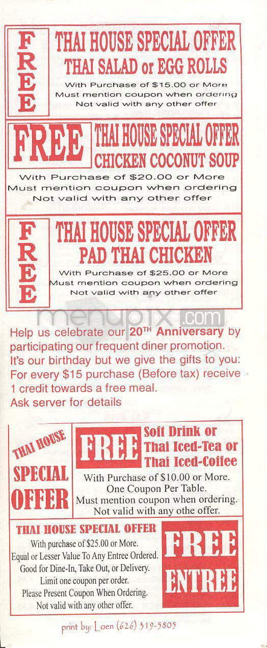 Thai House - Burbank, CA menu_pic