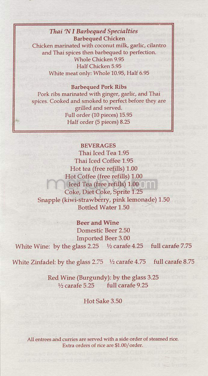 Thai 'N I - Encino, CA menu_pic