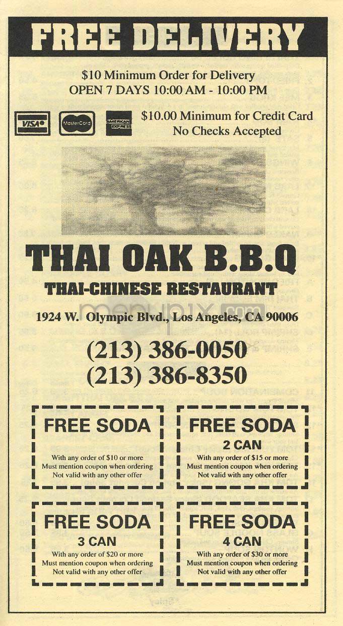 Thai Oak BBQ - Los Angeles, CA menu_pic