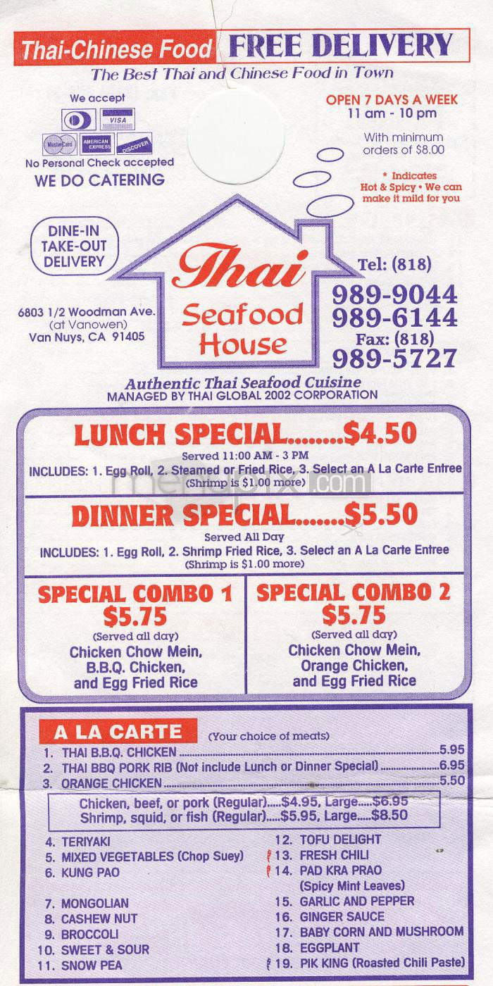 Thai Seafood House - Van Nuys, CA menu_pic