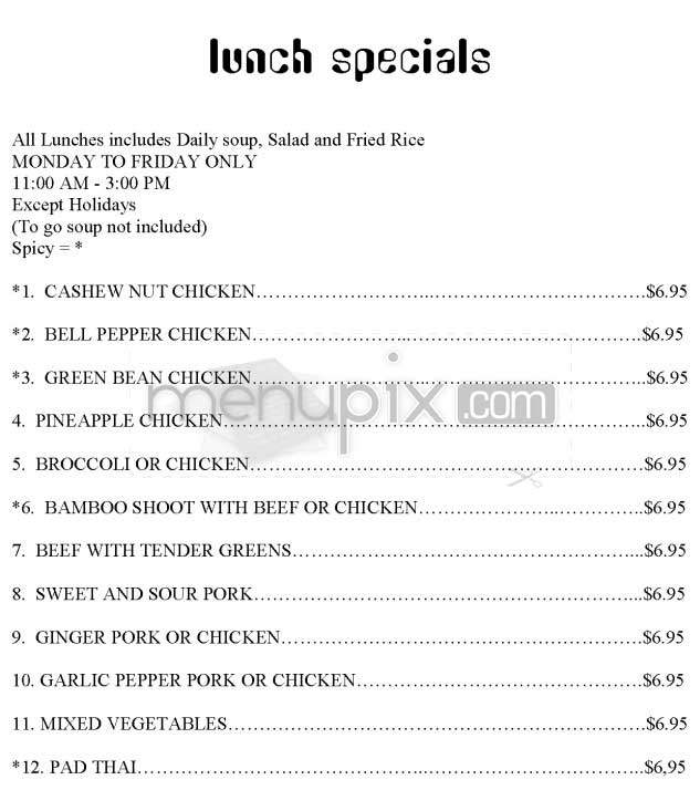 Thai House - Los Angeles, CA menu_pic