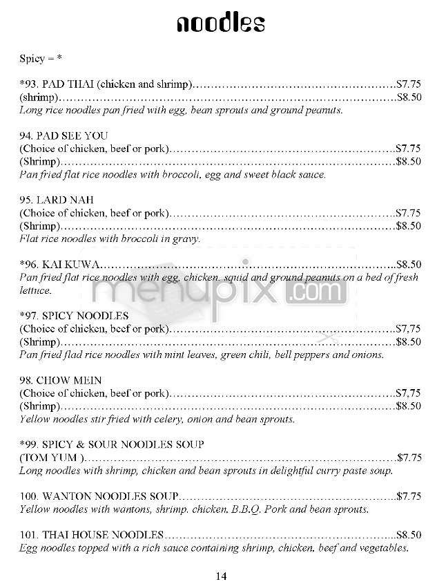 Thai House - Los Angeles, CA menu_pic