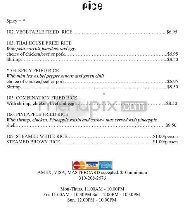Thai House - Los Angeles, CA menu_pic