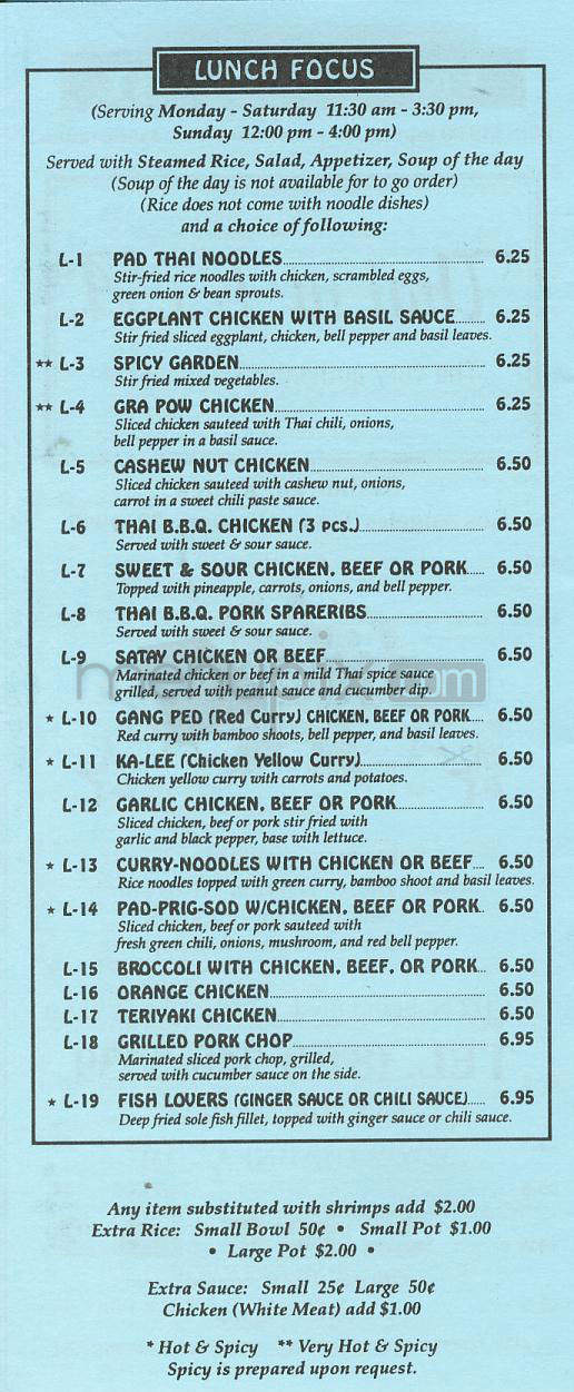 Thai In L.A. - Glendale, CA menu_pic