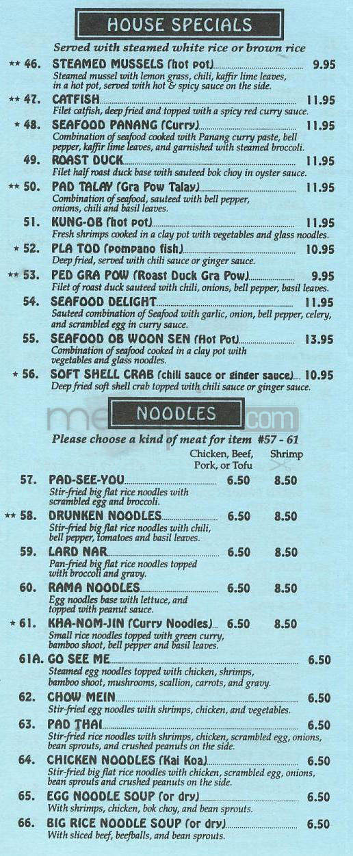 Thai In L.A. - Glendale, CA menu_pic