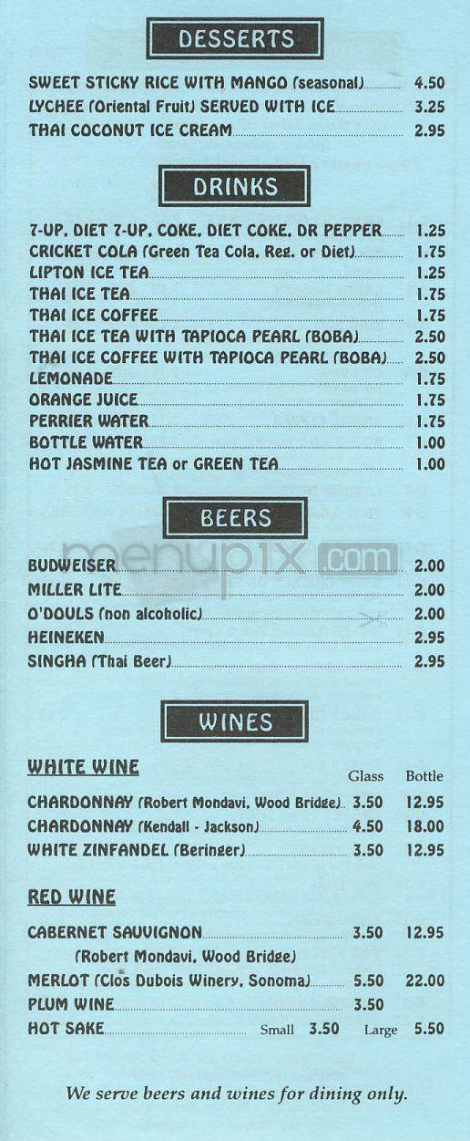 Thai In L.A. - Glendale, CA menu_pic