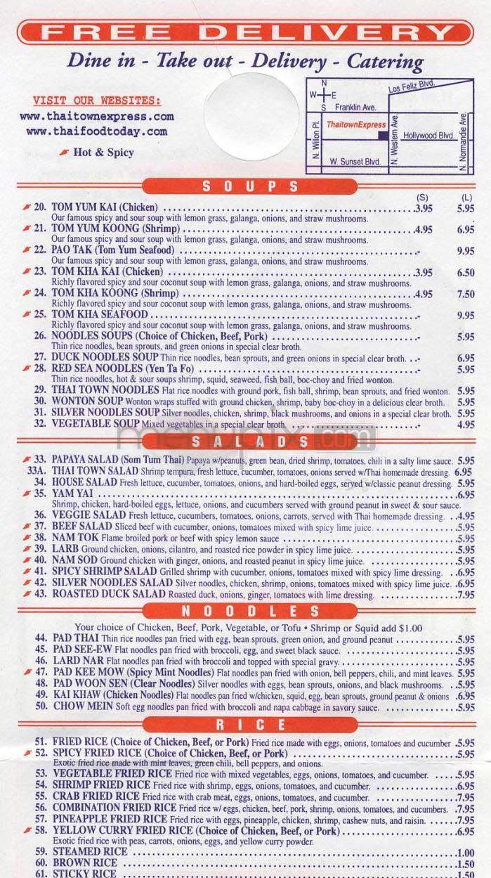 Thaitown Express - Los Angeles, CA menu_pic