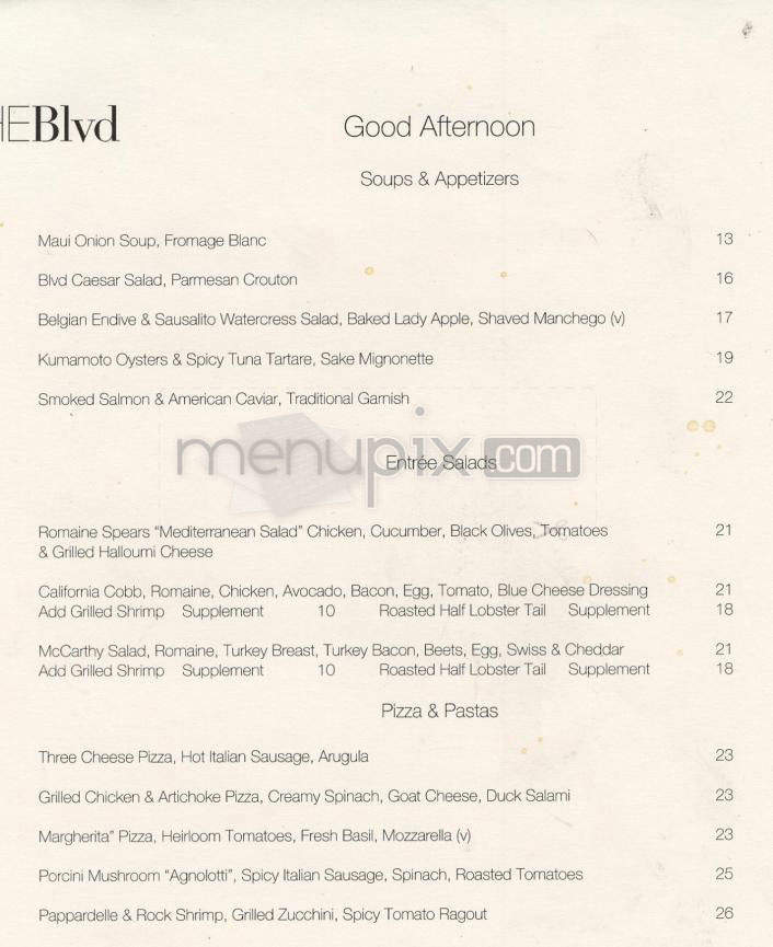 The BLVD (Beverly Wilshire) - Beverly Hills, CA menu_pic