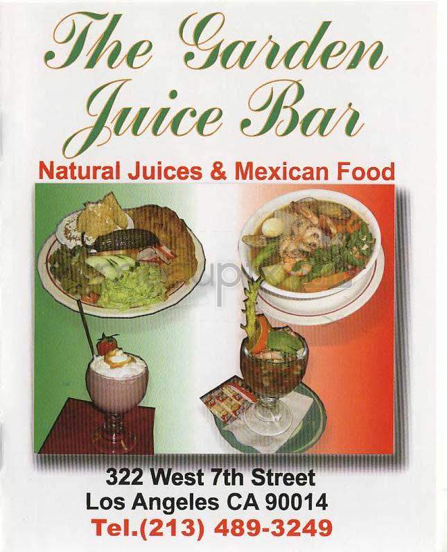 The Garden Juice Bar - Los Angeles, CA menu_pic