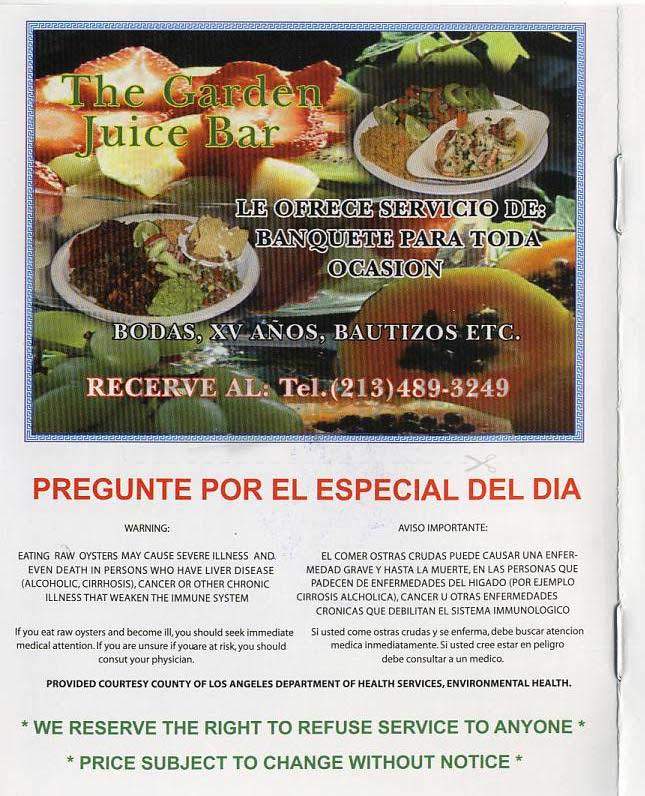 The Garden Juice Bar - Los Angeles, CA menu_pic