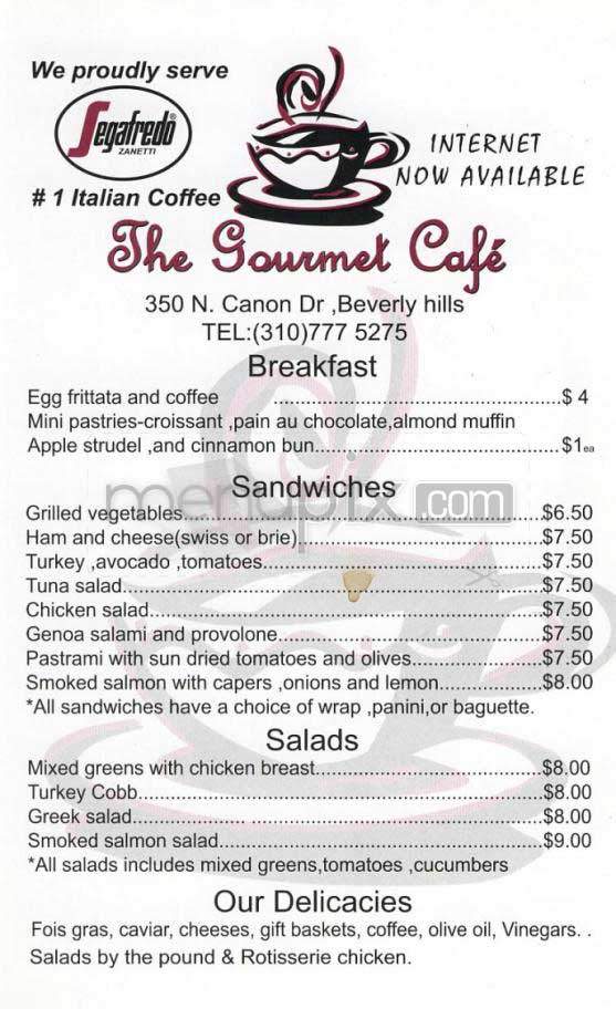 The Gourmet Cafe - Beverly Hills, CA menu_pic
