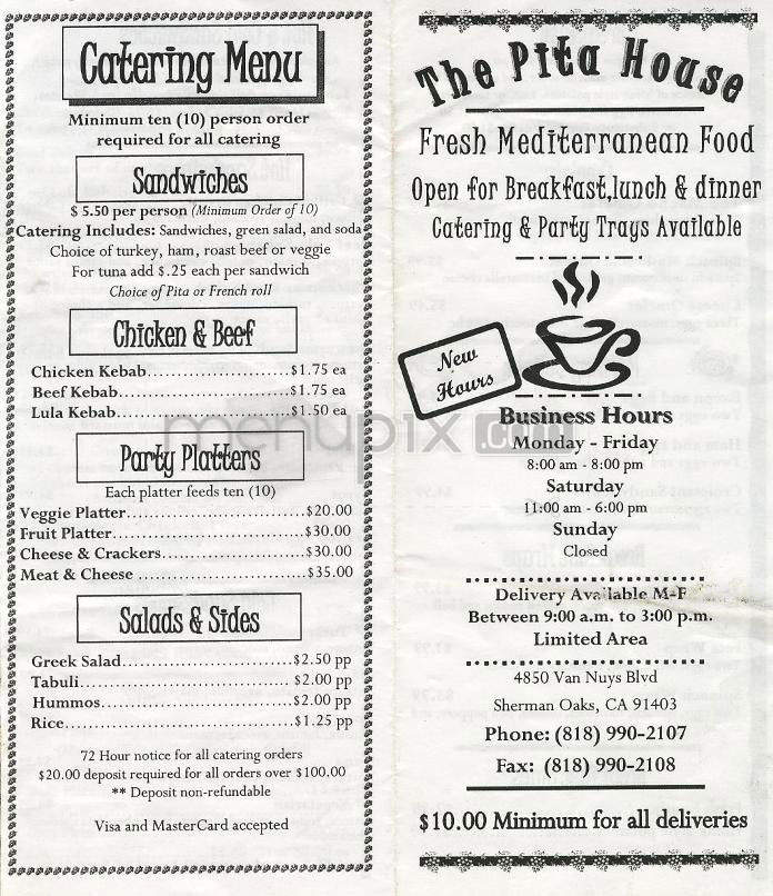 The Pita House - Sherman Oaks, CA menu_pic