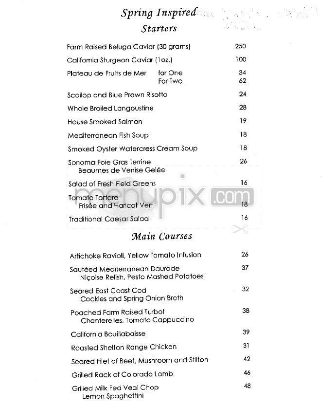 The Restaurant (Hotel Bel Air) - Los Angeles, CA menu_pic