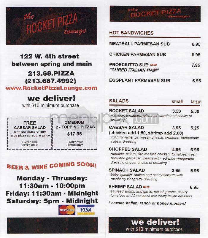 The Rocket Lounge - Los Angeles, CA menu_pic