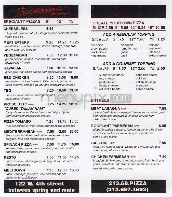 The Rocket Lounge - Los Angeles, CA menu_pic