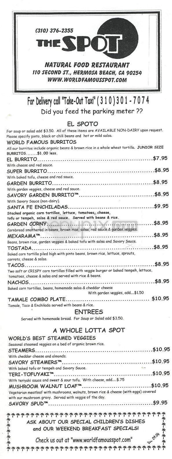 The Spot - Hermosa Beach, CA menu_pic