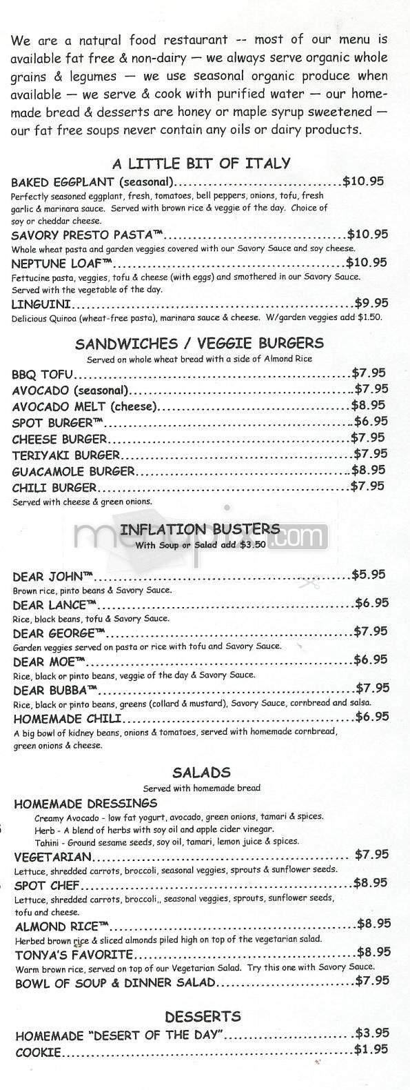 Online Menu Of The Spot Monroe Nc