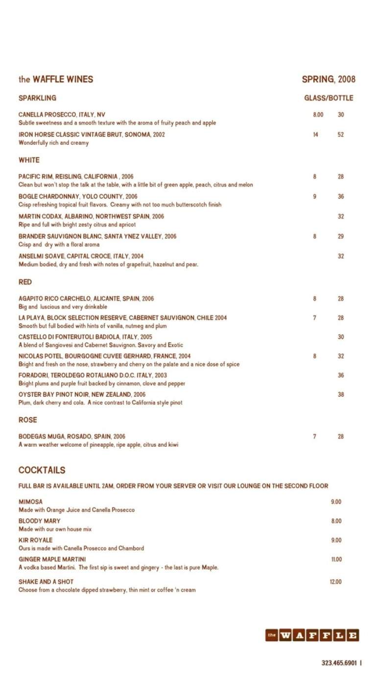 The Waffle - Los Angeles, CA menu_pic