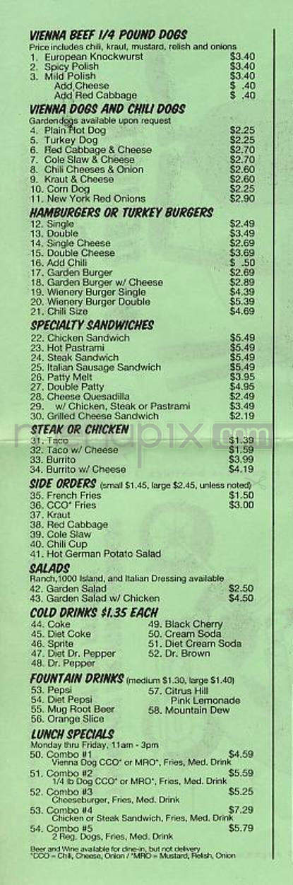 The Wienery - Woodland Hills, CA menu_pic
