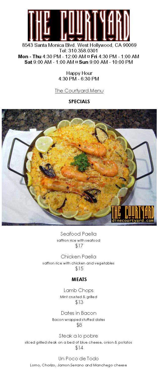 The Courtyard - West Hollywood, CA menu_pic