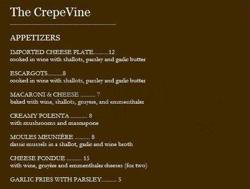 The Crepe Vine Bistro - Pasadena, CA menu_pic