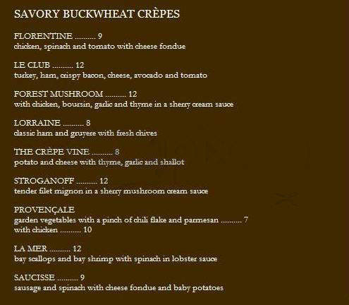 The Crepe Vine Bistro - Pasadena, CA menu_pic