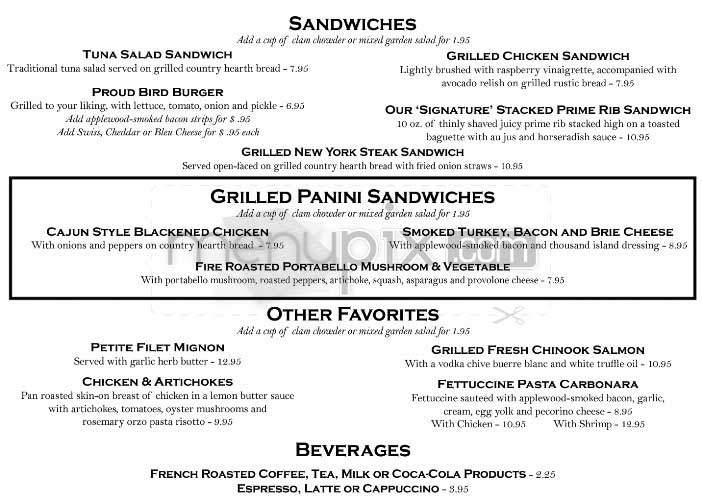 Proud Bird - Los Angeles, CA menu_pic