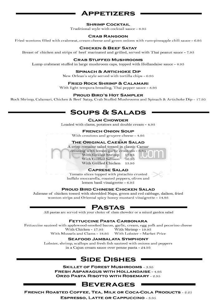 Proud Bird - Los Angeles, CA menu_pic