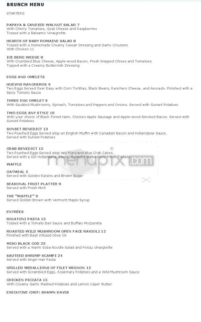 The Sunset - Malibu, CA menu_pic