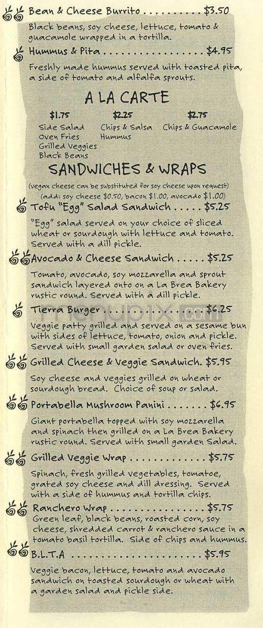 Tierra Cafe - Los Angeles, CA menu_pic